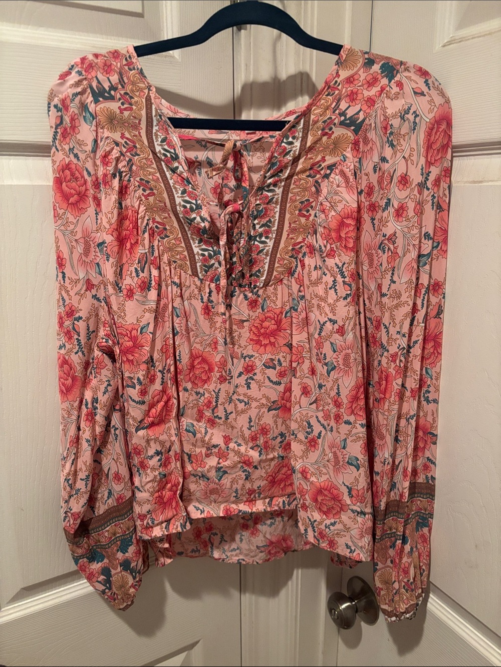 Floral Peasant Blouse - Pink